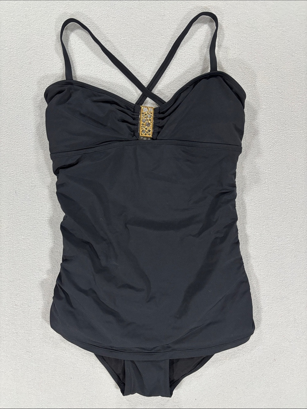 Anne Cole Black one piece swimsuit Gold Accent - 10